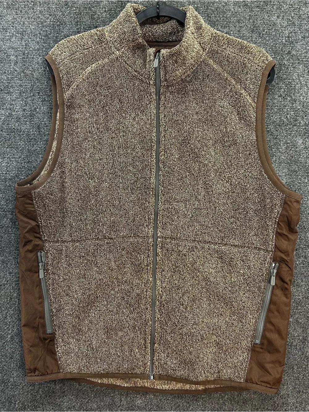 Tommy Bahama Fleece Vest Mens M Brown Full Zip Soft Mock Neck Gorpcore Cabin